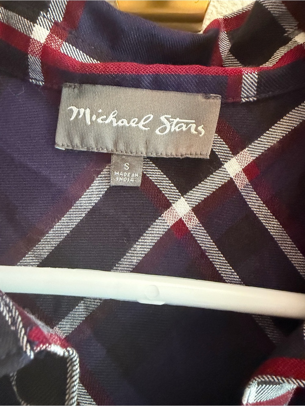 MICHAEL STARS Plaid Button Down Henley Shirt Dress Long Sleeves Size Small - Picture 5 of 6